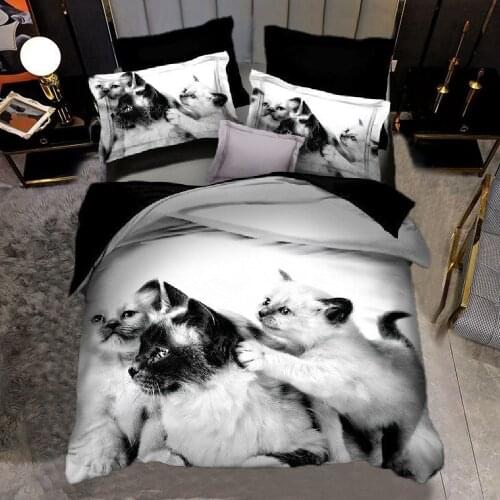 Nordic Quilted Bedding Set Animal Digital Printing 3D Style Duvet Cover 220X240 2/3PCS Single Double King and Queen No Fills