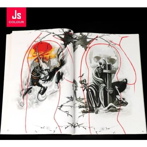 A4 Tattoo Book Sketch Skull Coloring Buddha Statue Beijing Opera Portrait Carp Beauty Tattoo Accessories Body Art 110 Pages