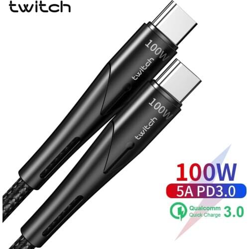 Twitch 100W USB C to Type C Cable for Huawei Xiaomi Samsung Macbook iPad Quick Charge 4.0 5A PD USBC Type-c Fast Charger Cable