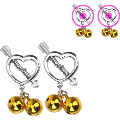 VATINE Heart Shape Adult Games Nipple Clamps Metal Breast Clips 1 Pair Nipple Stimulator Teaser Sex Toy for Women Couples
