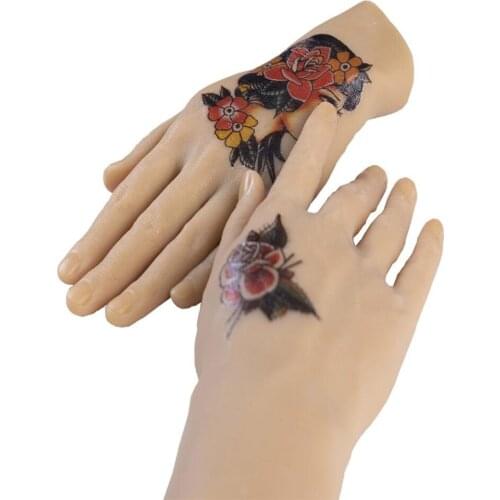 High-qualit simulation female hand mannequin body Silicone tattoo practice real inverted hand Nail beauty doll 1 pair B066