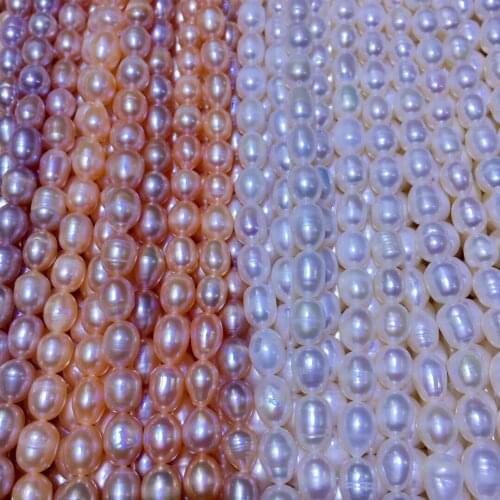 Wholesale 7-8MM Real Cultured Freshwater Rice Shape Pearl Necklace Strand String Jewelry Beads Accessory 10pcs/lot
