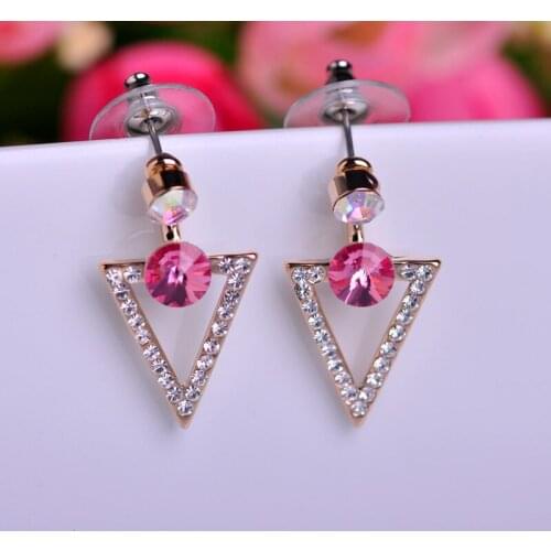 Blucome Clearance Triangle Shape Small Earring Shiny Crystal Pendant Earrings For Women Girls Party Holiday Jewelry Ear Piercing