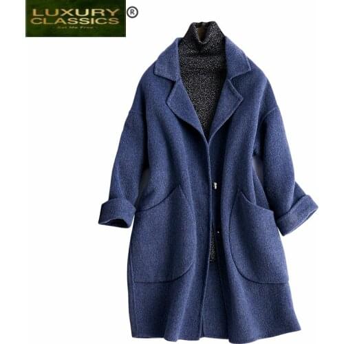 Female Winter Fashion Coat Wool Coat Women Clothes 2021 Elegant Woolen Long Jacket Casual Cashmere Casaco Feminino 800044