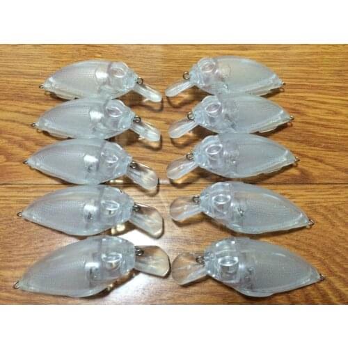 10pcs Unpainted Crankbaits Fishing Blank Lure Bodies 2 3/4 Inch 9/32 OZ Blank lures JS#194 free eye