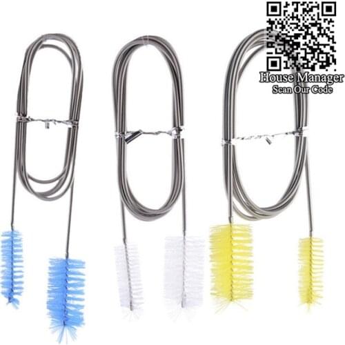 155cm long Aquarium Cleaning Brush for Water Filter Pump, Stainless Steel flexible Cleaner Tool Tube Pipe Hose Double Washing