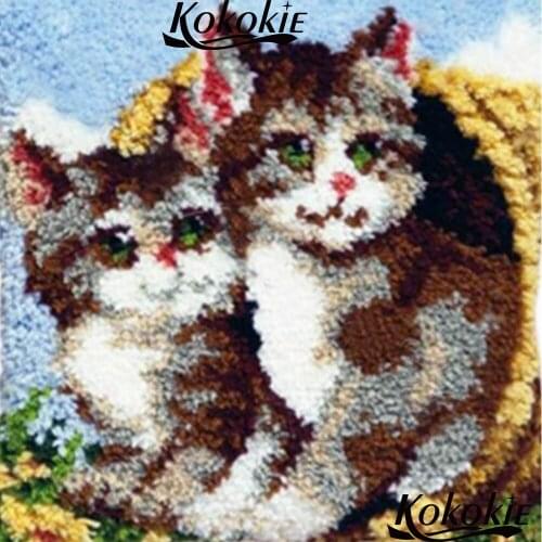 3d handmade cross stitch cushions cats embroidery Handmade Crocheting Rug Kits latch hook pillow kits embroider needlework kits