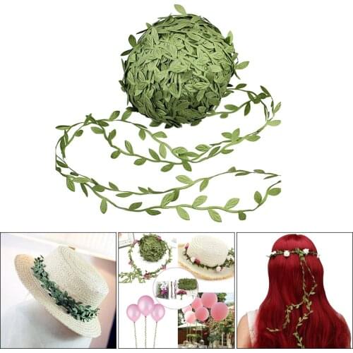40Meters Silk Nature Green Artificial Leaf Leaves Vine Wedding Decoration Foliage Scrapbooking Craft Wreath Fake Flowers Garland
