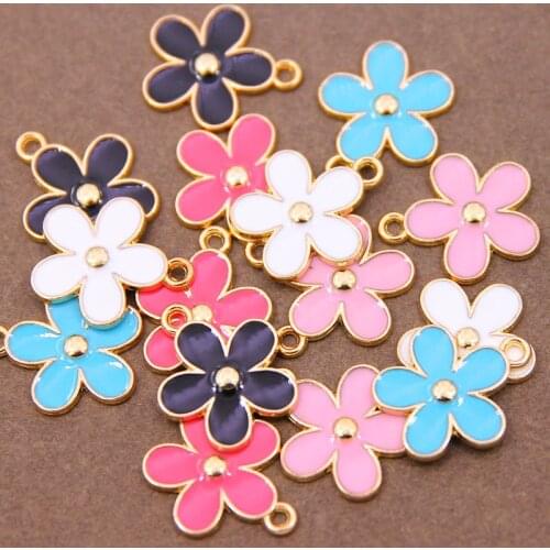 6pcs 20*17mm enamel sakura charm for jewelry making fashion earring pendant flower charm necklace bracelet charms