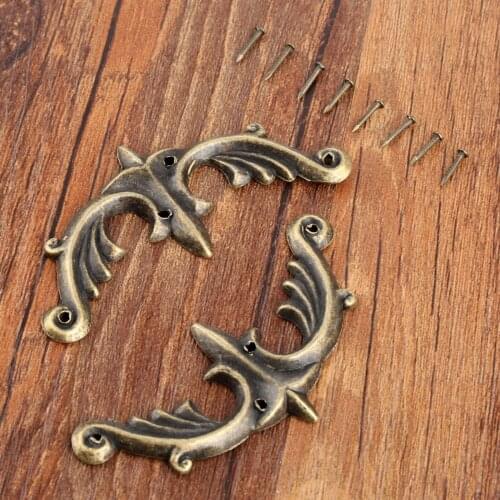 73*37mm Zinc Alloy Wooden Box Coner Wine Box Protector Embellishment Findings Triangle Corners Antique Bronze Flower