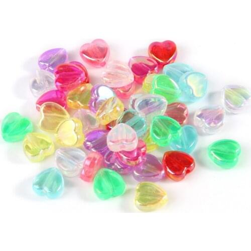 9x8x4mm AB Color Acrylic Beads Love Heart Loose Spacer Beads For Needlework Diy Bracelets Necklace Jewelry Making Accessories