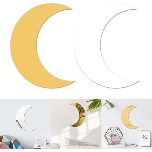Acrylic Moon Mirror Interior Scandinavian Natural Decor Bohemian Wall Stickers Kids Nursery Living Room Decor