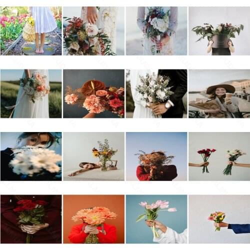 Diy Diamond Painting Holding Flowers Youth Art Fashion Art Simple Handmade Round Diamond Square Diamond Home Decoration