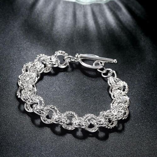 Hot 925 sterling silver Bracelets for women man fine circle chain trend Wedding party Christmas Gifts fashion Jewelry lady