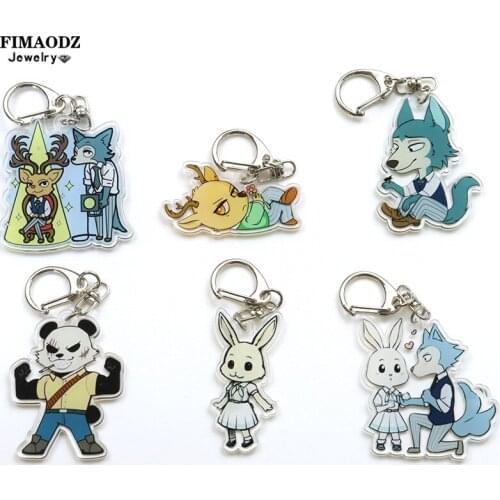 Fashion Anime Cosplay Beastars Keychain Cute Animal Wolf Legoshi Acrylic Pendant Key Chain Toys Gifts for Men Women