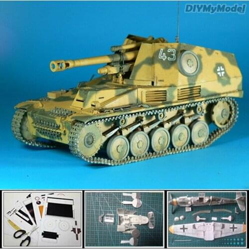 Paper model Tank 1:25 scale World War II Germany Wespe Tank Military Vehicles 3d puzzles for adult diy paper crafts models