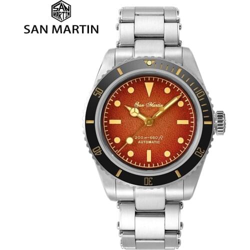 San Martin Men Watch 38mm Vintage 6200 Retro Water Ghost Sapphire C3 Luminous YN55A Automatic Mechanical Watches 20Bar Relojes