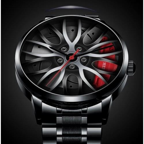 Luxury Mens Fashion Car Wheel Watches Stainless Steel Waterproof Watch for Men Quartz Wrist Watches Male Clock relogio masculino