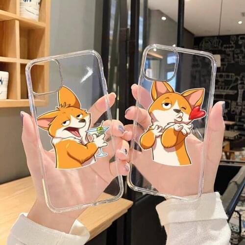 Cute cartoon corgi dog Phone Case For iphone 12 11 8 7 6s 6 5 5s 5c se plus mini x xs xr pro max Transparent soft