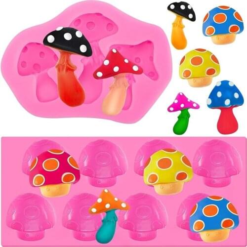 Mushroom Silicone Mold Cartoon Cute Chocolate Candy Clay Mold Suitable For DIY Dessert Ice Cube Handmade Cupcake Decoration