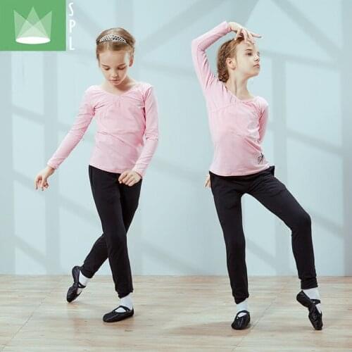 Childrens Dance Costume Girls Dancing Practice Long Sleeved Clothes Girls Latin Dance Body Suit Top and Pant 2pcs B-4635