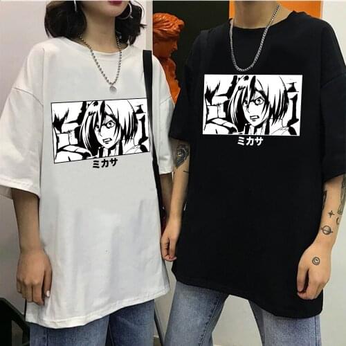 Janpanese Anime Harajuku T-Shirt Men Attack on Titan Mikasa Ackerman Anime Tops