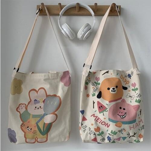 Canvas Handbags for Women Large Capacity 2020 New Casual Tote Bags School Students Bookbag Zipper Girls Cartoon Shoulder Bags