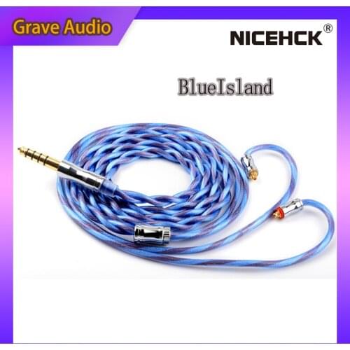 NiceHCK BlueIsland 5N Litz high-end OCC Silver Plated Cable Earphone Upgrade Cable 3.5/2.5/4.4mm MMCX/QDC/2Pin for LZ A7 Norn
