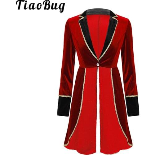 Women Long Sleeve Blazers Jacket Velvet Coat Adult Christmas Halloween Carnival Cosplay Festival Rave Circus Ringmaster Costume