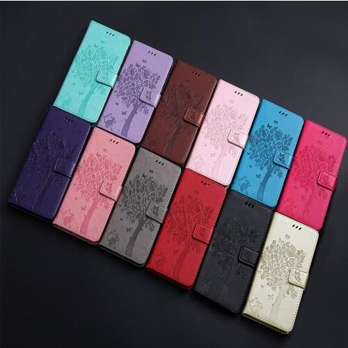 Leather Case For Huawei Honor 8A Pro 8C 8X 7A Pro 7X 7C Y6 Pro 2018 2019 Case 3D Tree Cat Case Wallet Flip Magnetic Stand Case