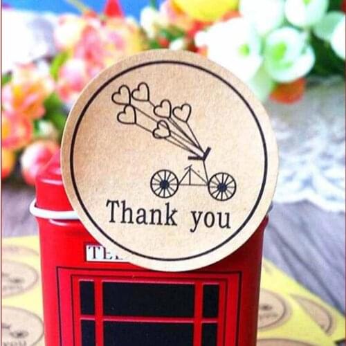 30mm Round Kraft Paper Seal Sticker/Romantic Bicycle Heart Holiday Thank You label Stickers/packaging label gift decoration