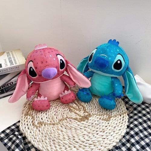 Disney Cartoon Plush Stitch Small Bag Children Cute Doll Backpack Chain Small Backpack Fashion Toy Messenger Bag