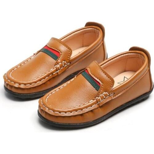 Size 26-36 Kids Shoes Girls Slip On Moccassins Boys Loafers Soft PU Leather Casual Shoes