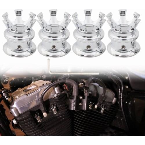 Motorcycle Chrome Crown Engine Head Bolt Topper Cover Cap CNC Zinc Screw Nut Trim For Harley Twin Sportster XL Softail Dyna Evo