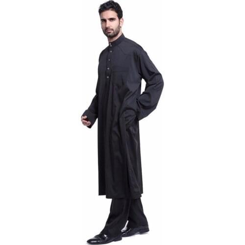 Muslim Arab Mens Robe Suits Islamic Clothing Musulman Men Abaya Prayer Clothes Kaftan Dubai Mens Muslim Dress Long Sleeves Sets