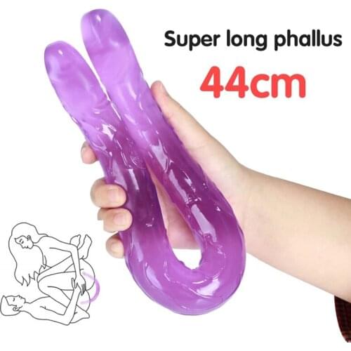 44cm Soft Jelly Dildo Double Long Realistic Dildos Cock Lesbian Vaginal Anal Plug Flexible Fake Penis for Women Dildos Sex Toys