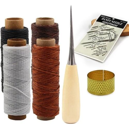 Hand Sewing Needle Thread Tool Set Leather Awk Tool Special Sewing Needles Waxed Thread DIY Craftwork Accessories Kit Set