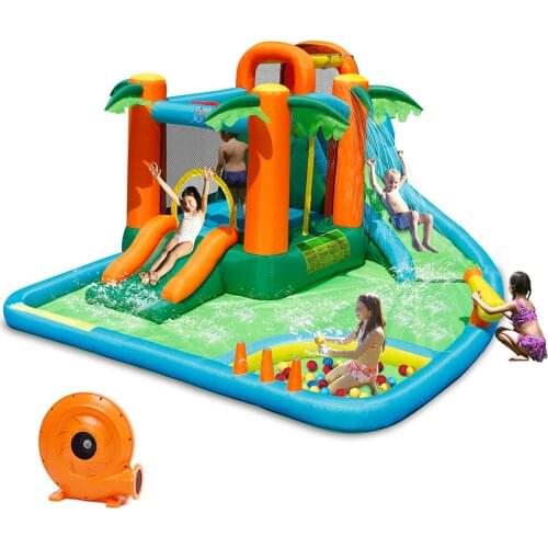 Inflatable Bounce House Jump Bouncer Kids Water Park Splash Play Center w/Blower