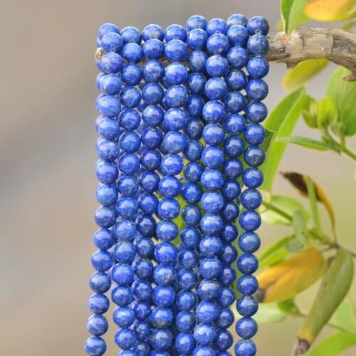 Joanlyn Grade AB Natural Lapis Lazuli Beads NOT Dyed 2mm-12mm Smooth Polished Round 15 Inch Strand LL07