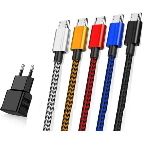 Nylon Micro USB Cable Android Charger cord Charging Wire for huawei P8/p9 lite y5 y6 prime Y9 p smart 2019 Lenovo A5 K5 cabel