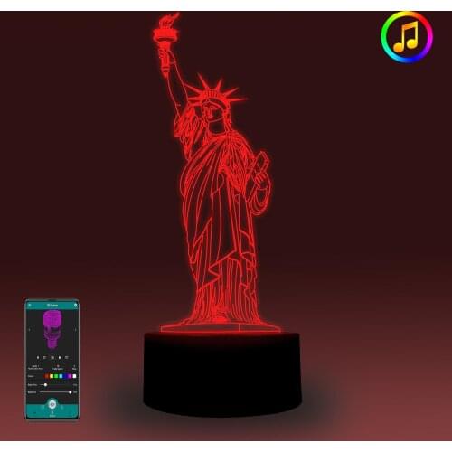 The Statue of Liberty Night light Touch/Remote/Smart App Control 3D illusion Lamp Eiffel Tower 7&16M Colors Room Decoration