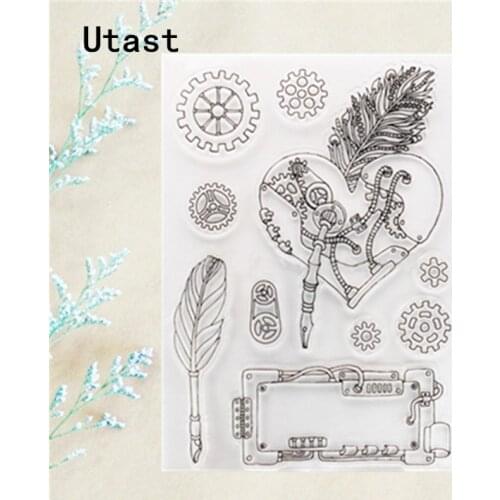 Feather Gear Clear Silicone Stamps /Transparent Rubber Stamp for DIY Scrapbooking /Photo Album Decorative Craft Making