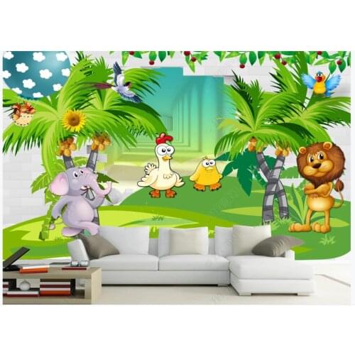 Custom photo wallpaper for walls 3 d murals Beautiful cartoon animal mural kids room background wall papers home decoration
