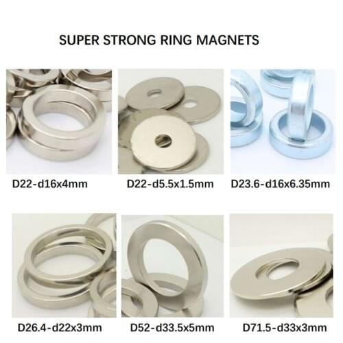 Rare Earth NdFeB Magnet Ring Diameter from 22mm to 65mm Large Magnetic Ring Neodymium Disc with Hole Drop Ship