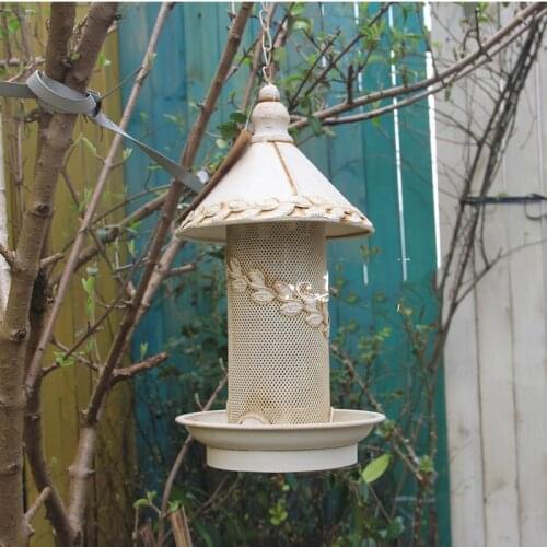 Handcrafted decorative rustic retro metal bird feeder