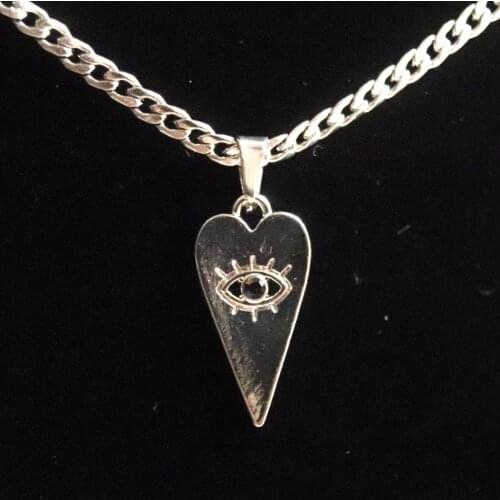 European and American love Eye Pendant Necklace versatile men and women fashion hip-hop couple silver retro jewelry neck chain
