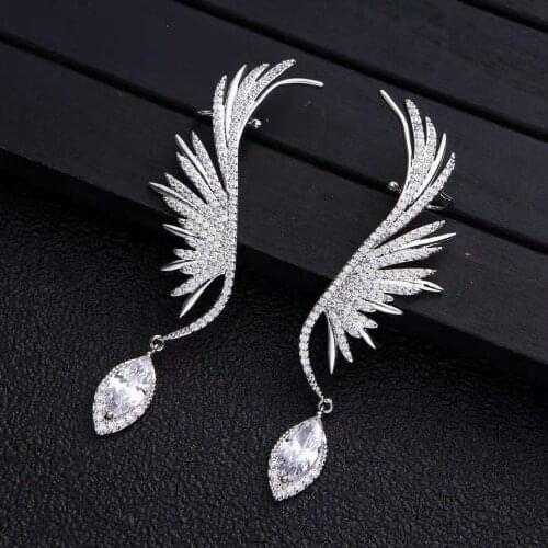INS Style of Fashion Angel Wings Earring Feather Drop Earrings Angel Tear Ear Stud Wedding Jewelry