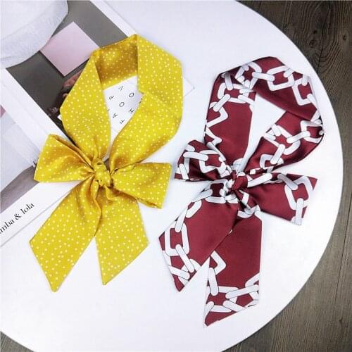 New Medium-Length Neckerchief Silk Scarf Women Springand Autumn Summer Korean All-match Wrist Strap Long Bag Waistband Hair Band