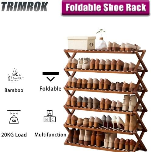 TRIMROK 6 Tiers Shoerack Foldable Shoe Cabinet Dustproof Doorway Shoes Rack Organizer Shelf Storage Furniture for Home Dorm