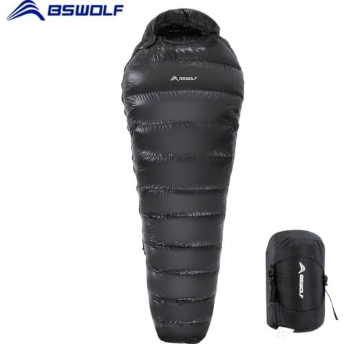 BSWolf Ultralight Outdoor White Goose Down Sleeping Bag Camping Adult Mummy Sleeping Bag Warm Winter -20~-10 Degree
